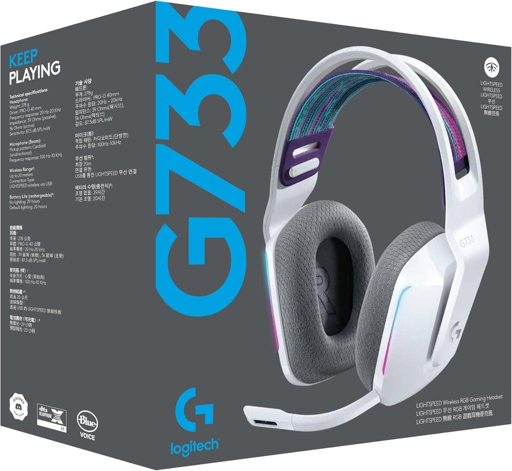 Logitech G522 LIGHTSPEED draadloze gaming headset, LIGHTSYNC RGB, microfoon en geavanceerde gesynchroniseerde audio, drievoudige connectiviteit - LIGHTSPEED, Bluetooth, USB-A naar USB-C voor pc -Zwart