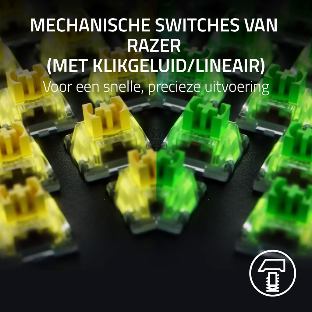 Razer BlackWidow V4 - Mechanisch gaming toetsenbord met Chroma RGB (Mechanische Razer gele schakelaars, 6 speciale macro toetsen, Doubleshot ABS keycaps) QWERTY US Layout | Zwart