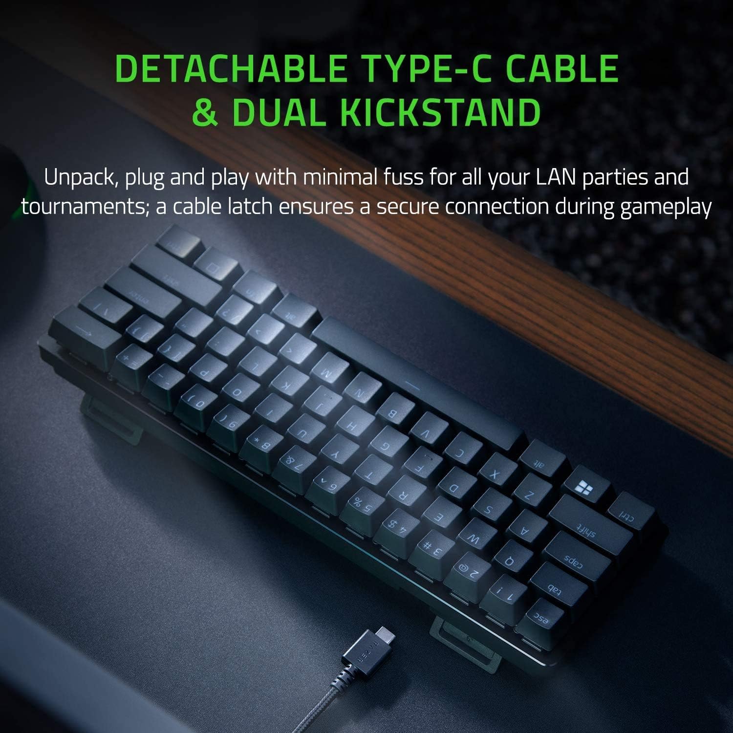 Razer Huntsman Mini (Rode Schakelaar) - Compact 60% gaming toetsenbord (Lineaire Optische Schakelaars, Doubleshot PBT toetskappen, Afneembare USB-C kabel) QWERTY US layout | Zwart