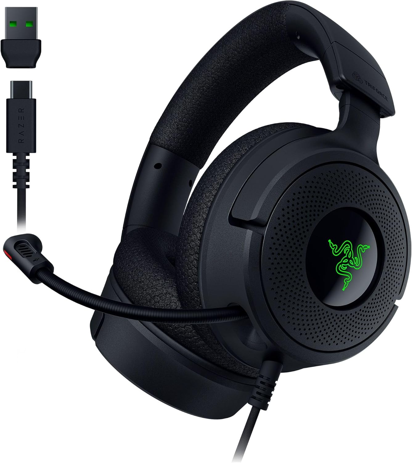 Razer Kraken V4 - Draadloze Gaming Headset (3 Modes Connectiviteit, TriForce 40mm Drivers, 9-Zone RGB Earcup Verlichting, Mix & Volume aanpassingen, THX Spatial Audio) Zwart