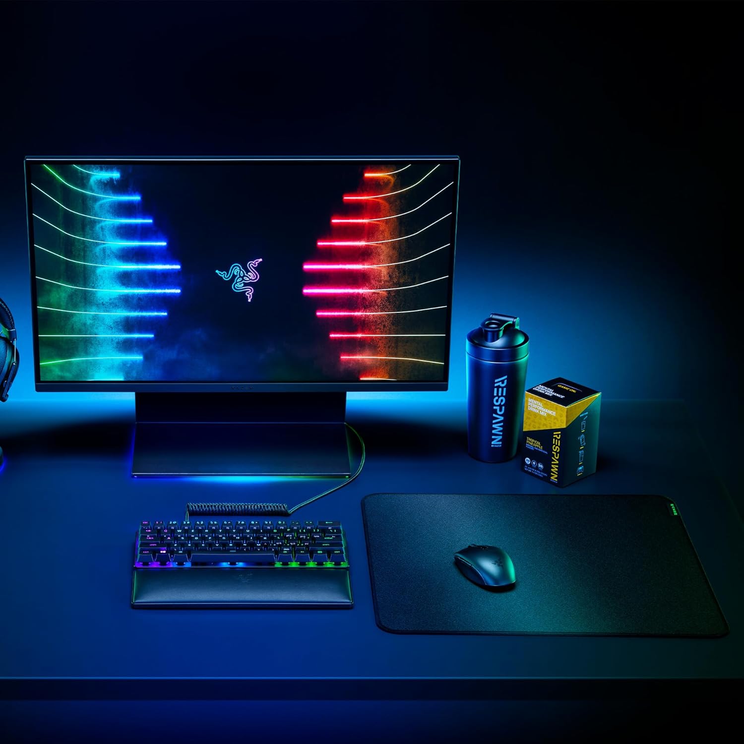 Razer Strider Chroma - Hybride muismat (19 Razer Chroma RGB verlichtingszones, vergroot formaat, anti-slip basis, water- en vervormingsbestendig) L | Zwart
