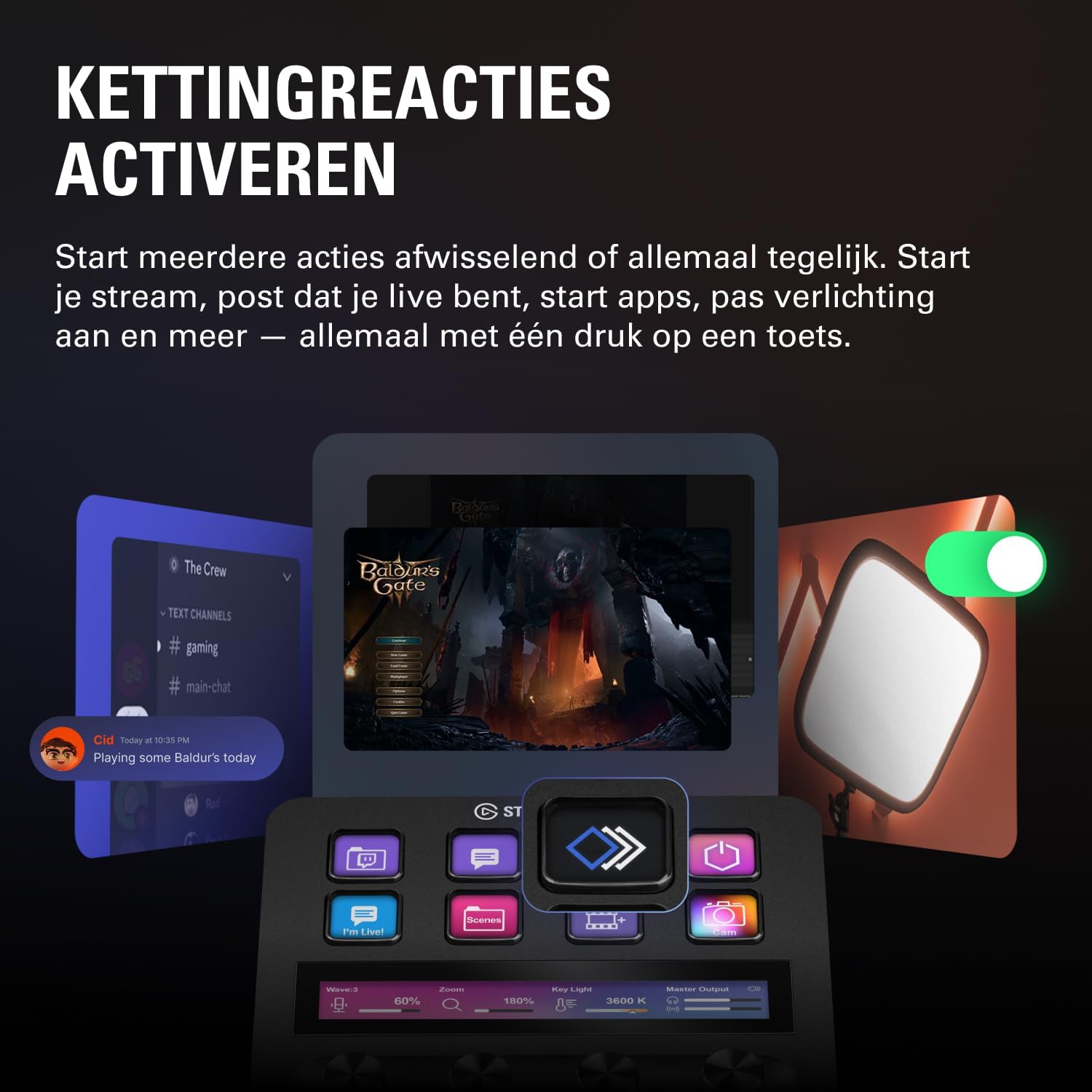 Elgato Stream Deck +, Audio-Mixer, Live Productie en Studiocontroller voor Content Creators, Streamen, Gamen, met aanpasbare touch strip-draaiknoppen en LCD-toetsen, werkt met Mac en PC