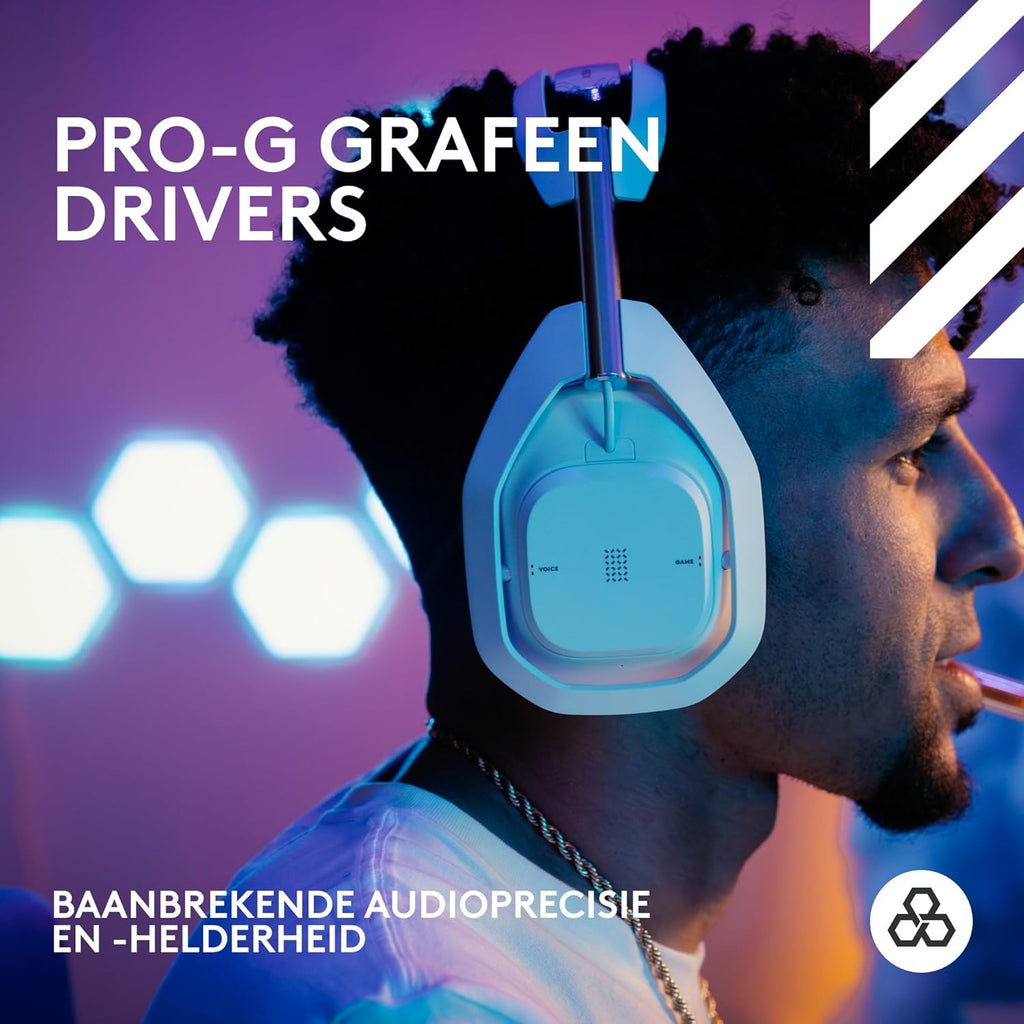 Logitech G Astro A50 X LIGHTSPEED trådlöst spelheadset + batteriladdare, PRO-G GRAPHENE, PLAYSYNC för Xbox Series X|S + PS5 + PC/Mac, Nintendo Switch 2, Bluetooth, HDMI 2.1 Passthru - Vit