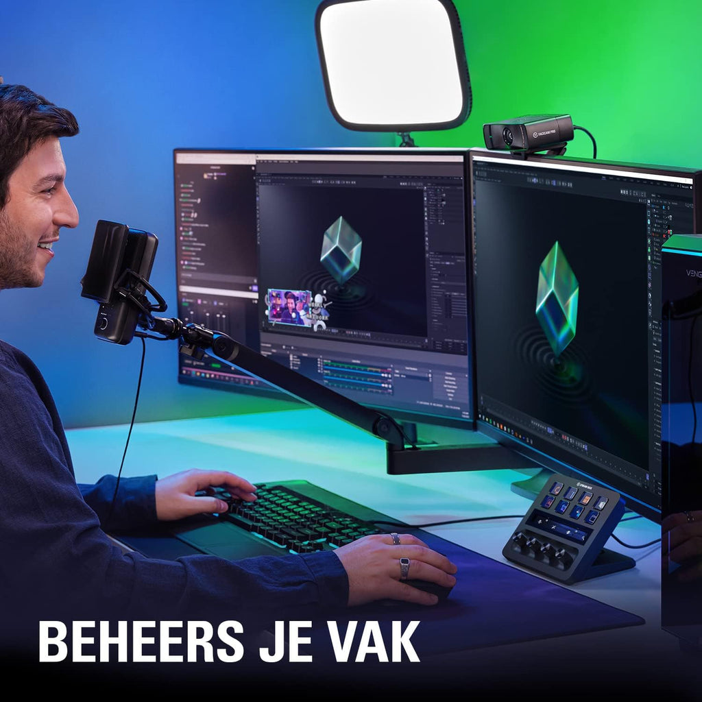Elgato Stream Deck +, Audio-Mixer, Live Productie en Studiocontroller voor Content Creators, Streamen, Gamen, met aanpasbare touch strip-draaiknoppen en LCD-toetsen, werkt met Mac en PC