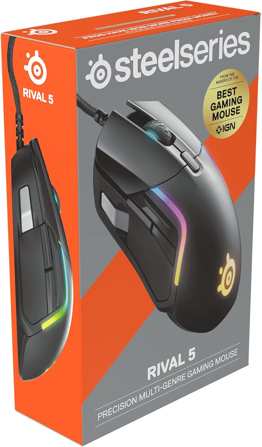 SteelSeries Rival 5 — gamingmuis — FPS, MOBA, MMO, Battle Royale — 18.000 CPI TrueMove Air optische sensor — 9 programmeerbare knoppen — 85 g competitief gewicht, zwart
