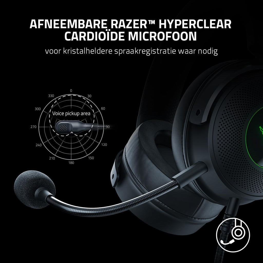 Razer Kraken V4 - Draadloze Gaming Headset (3 Modes Connectiviteit, TriForce 40mm Drivers, 9-Zone RGB Earcup Verlichting, Mix & Volume aanpassingen, THX Spatial Audio) Zwart