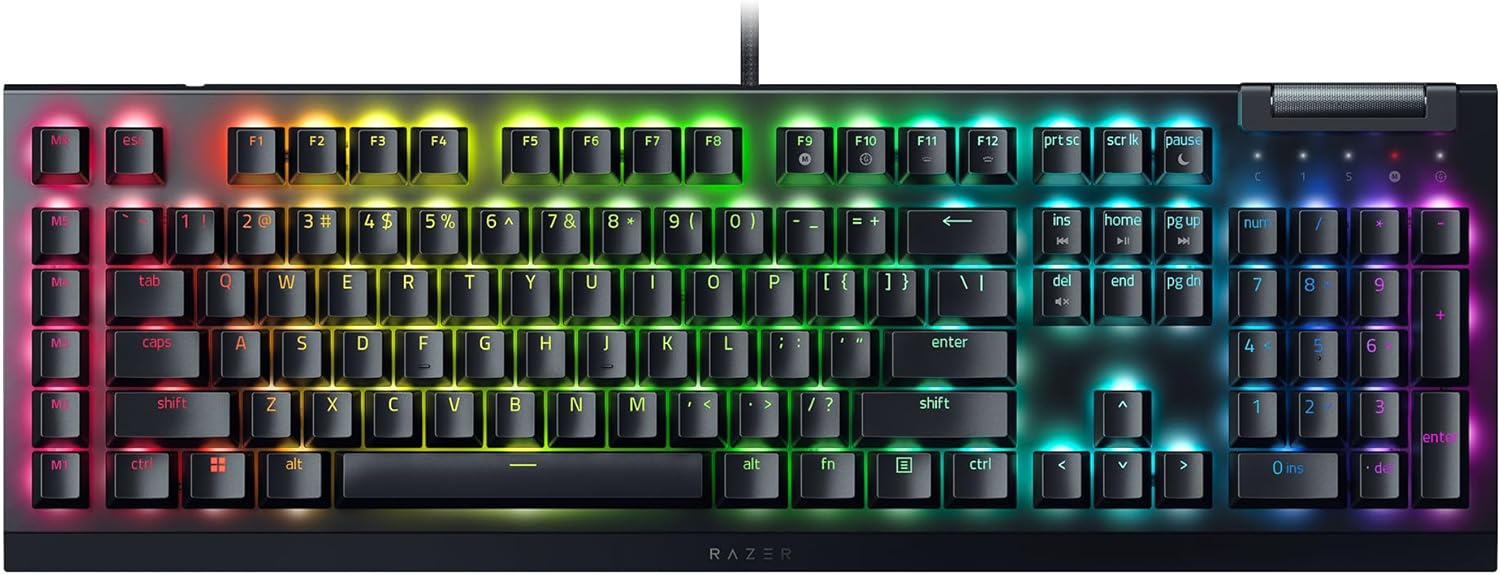 Razer BlackWidow V4 - Mechanisch gaming toetsenbord met Chroma RGB (Mechanische Razer gele schakelaars, 6 speciale macro toetsen, Doubleshot ABS keycaps) QWERTY US Layout | Zwart
