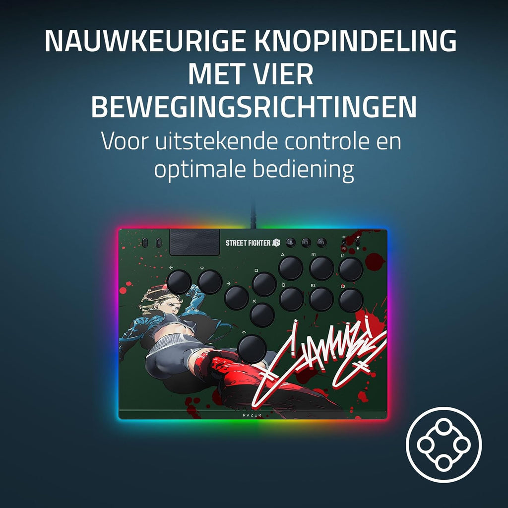 Razer Kitsune - Optische arcadecontroller met knoppen voor PS5 en pc (Nauwkeurige knopindeling met vier bewegingsrichtingen, Lage lineaire optische switches van Razer, Dun en draagbaar ontwerp) Zwart