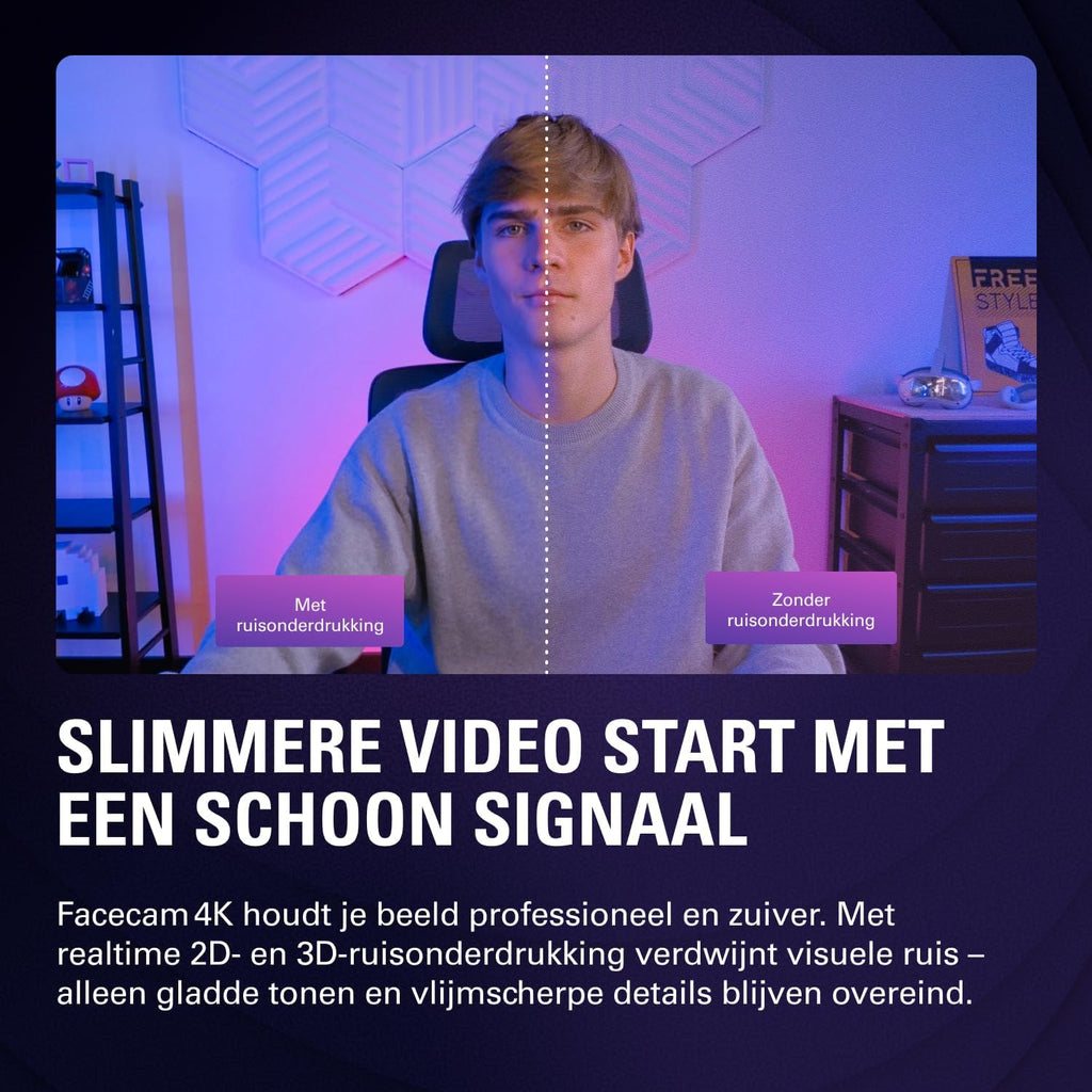 Elgato Facecam 4K – 4K60-studiowebcam, DSLR-achtige bediening, filmische effecten, 49 mm-objectieffilters, HDR, ongecomprimeerde video, geoptimaliseerd scherpstelgebied | USB-C voor pc & Mac