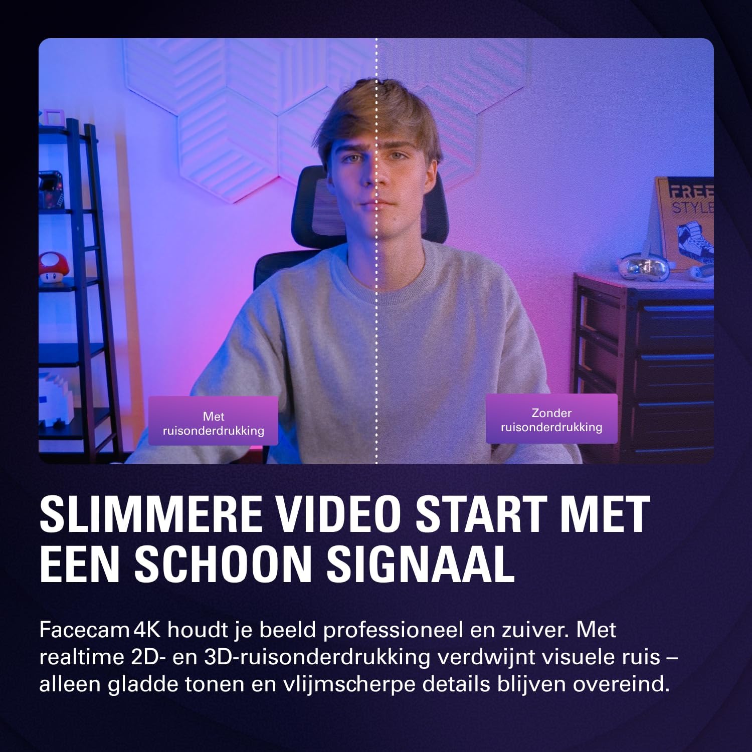 Elgato Facecam 4K – 4K60-studiowebcam, DSLR-achtige bediening, filmische effecten, 49 mm-objectieffilters, HDR, ongecomprimeerde video, geoptimaliseerd scherpstelgebied | USB-C voor pc & Mac