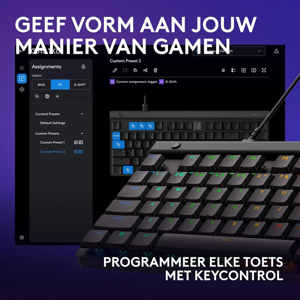 Logitech G G515 LIGHTSPEED TKL Laag profiel draadloos gamingtoetsenbord, LIGHTSYNC RGB, Thin Tenkeyless-ontwerp, PBT toetskappen, tactiele mechanische schakelaars, US International QWERTY - Zwart