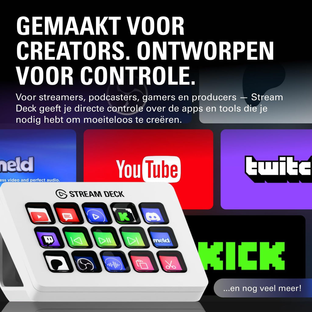 Elgato Stream Deck MK.2 – Studiocontroller, 15 macrotoetsen, start acties in apps en software zoals OBS, Twitch, YouTube en meer, werkt met Mac en pc