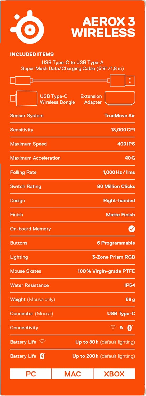 SteelSeries Aerox 3 - Geperforeerde RGB-gamingmuis - Ultralicht waterbestendig ontwerp - 8,500 DPI TrueMove Core optische sensor - Snow