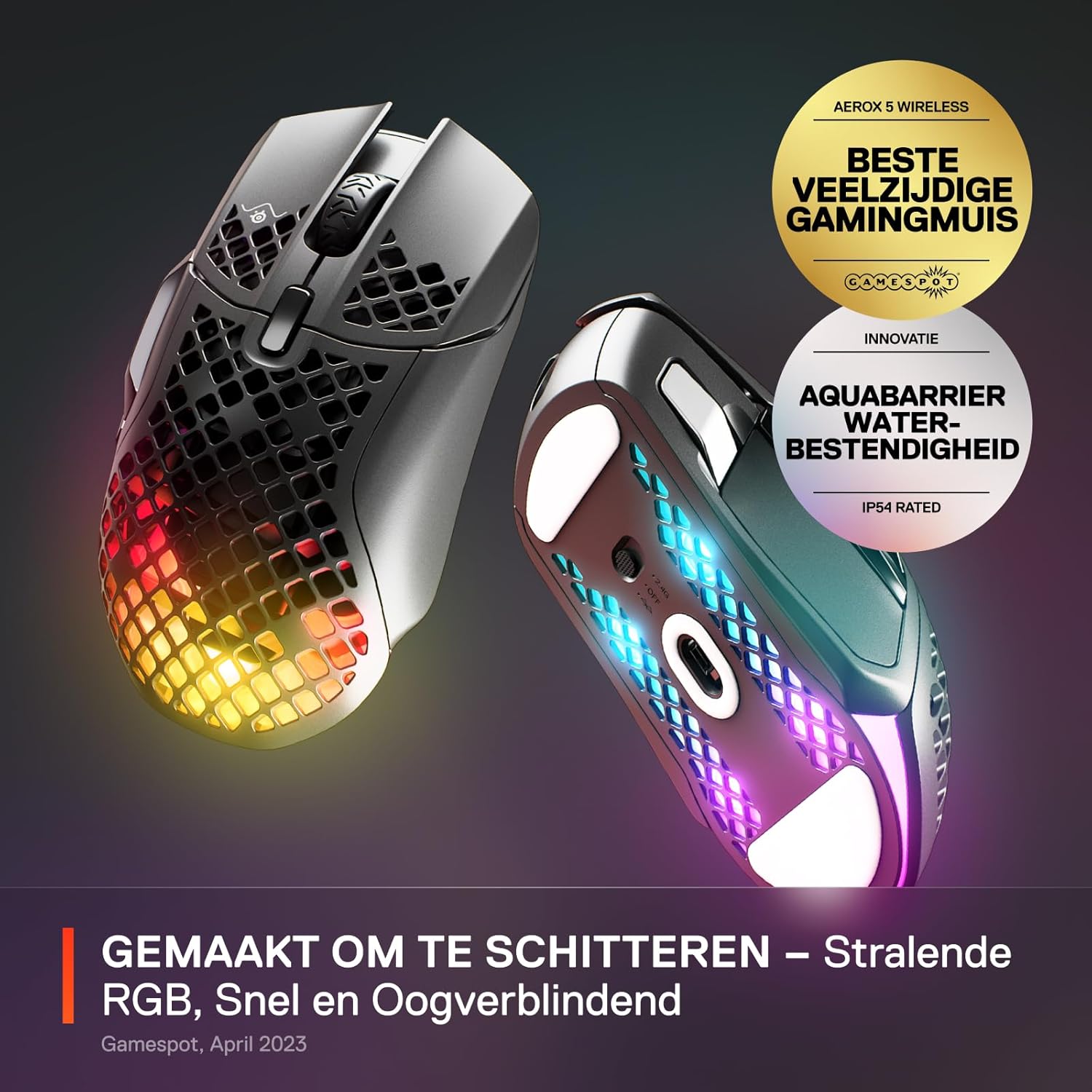 SteelSeries Aerox 3 - Geperforeerde RGB-gamingmuis - Ultralicht waterbestendig ontwerp - 8,500 DPI TrueMove Core optische sensor - Snow