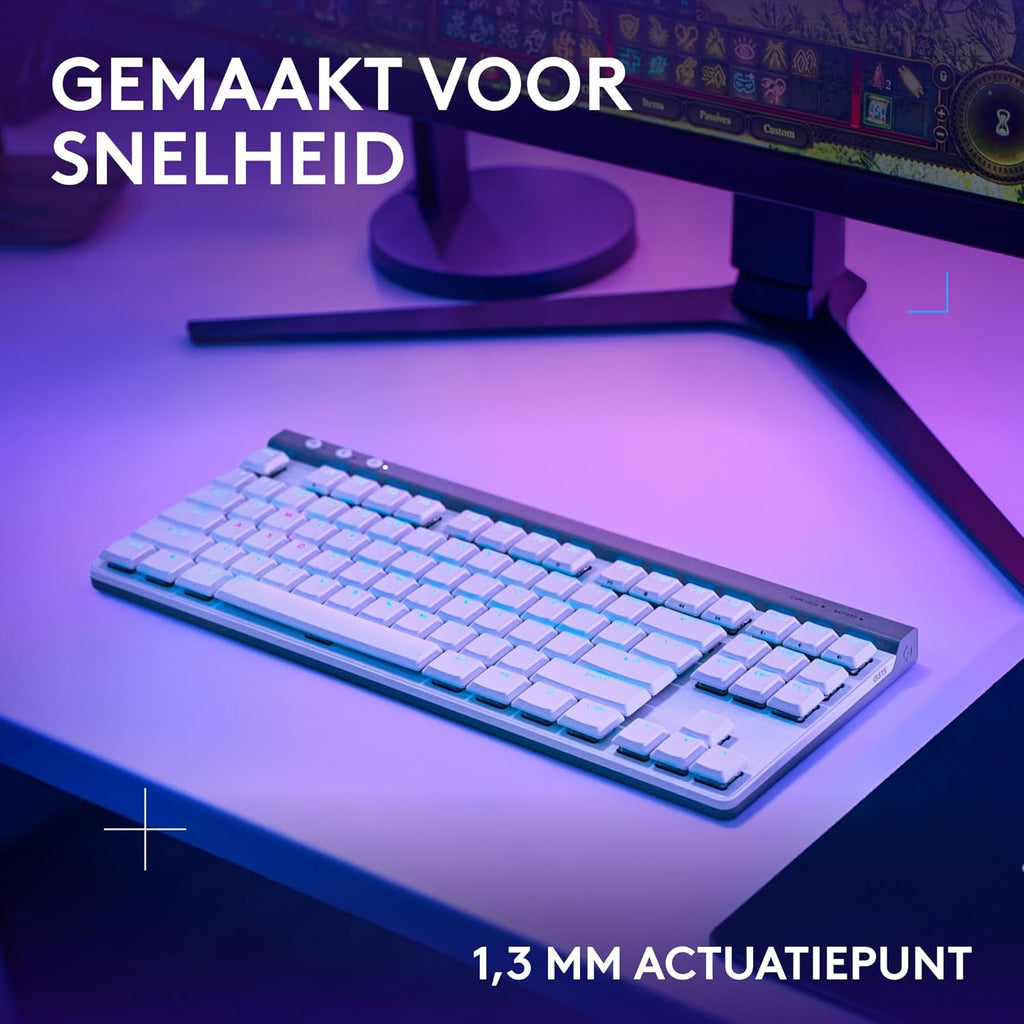 Logitech G G515 LIGHTSPEED TKL Laag profiel draadloos gamingtoetsenbord, LIGHTSYNC RGB, Thin Tenkeyless-ontwerp, PBT toetskappen, tactiele mechanische schakelaars, US International QWERTY - Zwart
