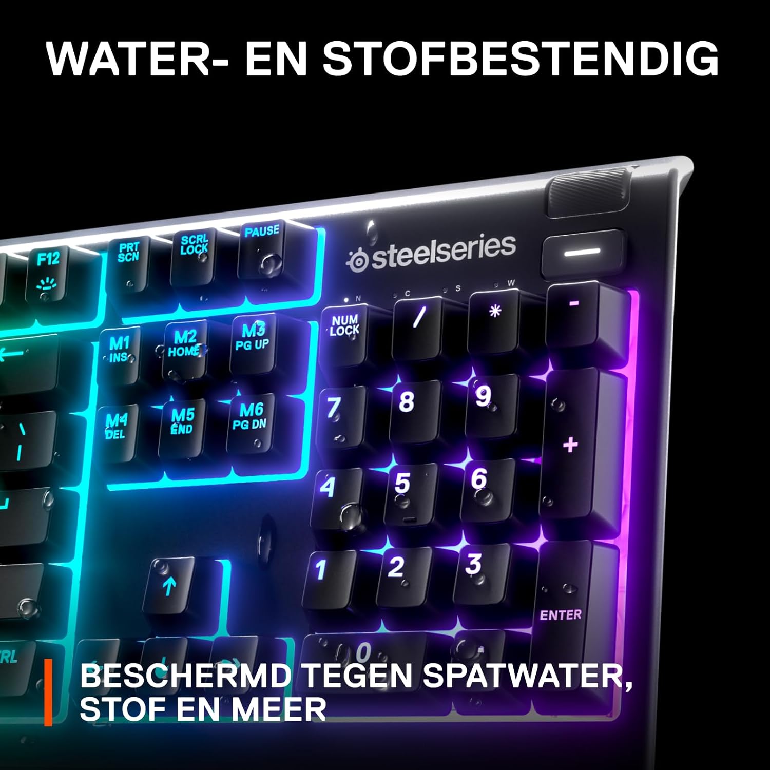 SteelSeries Apex 3 TKL - RGB-gamingtoetsenbord - Compact TKL-toetsenbord voor e-sports - 8-zone RGB-verlichting - Engels QWERTY Layout