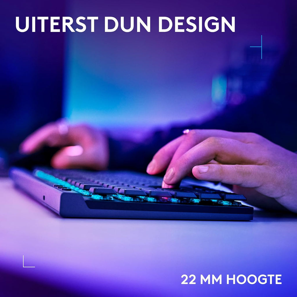 Logitech G G515 LIGHTSPEED TKL Laag profiel draadloos gamingtoetsenbord, LIGHTSYNC RGB, Thin Tenkeyless-ontwerp, PBT toetskappen, tactiele mechanische schakelaars, US International QWERTY - Zwart
