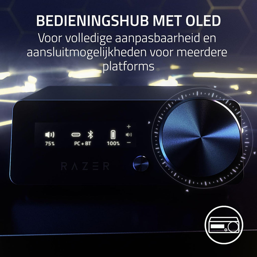 Razer Kraken V4 - Draadloze Gaming Headset (3 Modes Connectiviteit, TriForce 40mm Drivers, 9-Zone RGB Earcup Verlichting, Mix & Volume aanpassingen, THX Spatial Audio) Zwart
