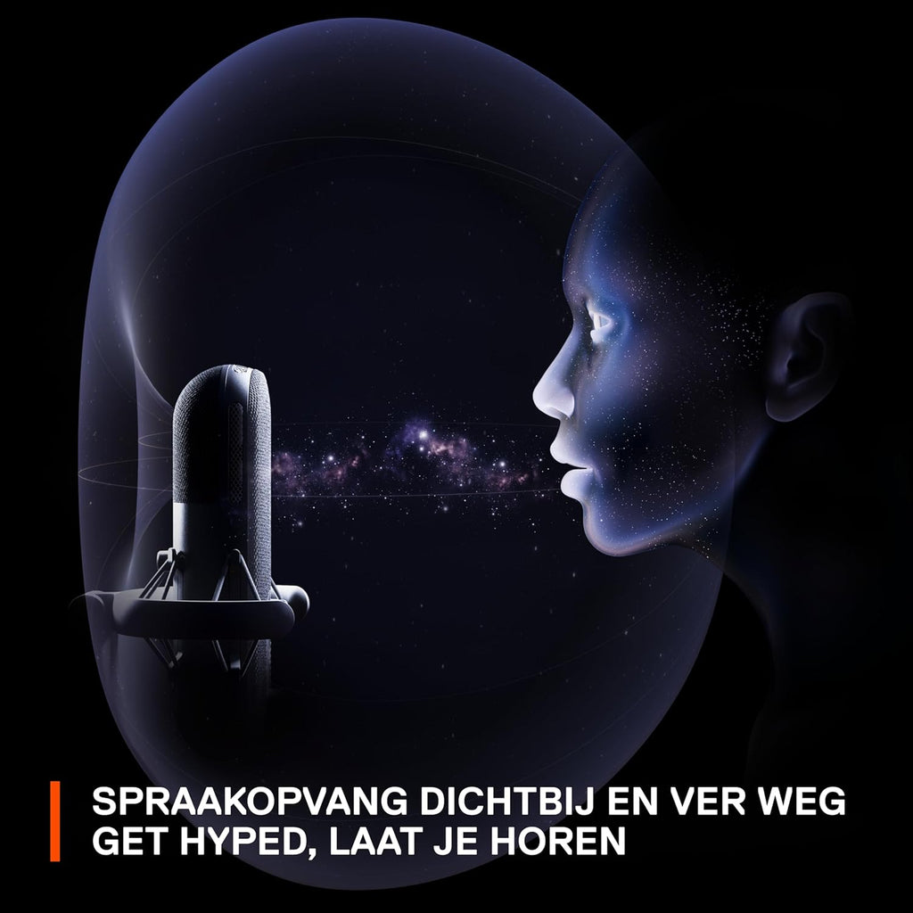 SteelSeries Alias USB-microfoon voor pc — 3x grotere capsule voor gaming, streaming en podcasting — AI-ruisonderdrukking — Ledstatuslampjes voor dempen en geluidsniveaus — Trillingsvrije standaard
