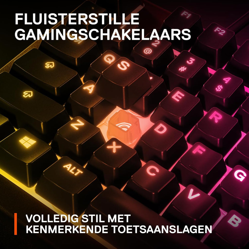 SteelSeries Apex 3 TKL - RGB-gamingtoetsenbord - Compact TKL-toetsenbord voor e-sports - 8-zone RGB-verlichting - Engels QWERTY Layout