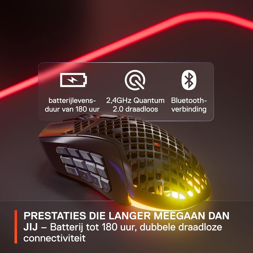 SteelSeries Aerox 3 - Geperforeerde RGB-gamingmuis - Ultralicht waterbestendig ontwerp - 8,500 DPI TrueMove Core optische sensor - Snow