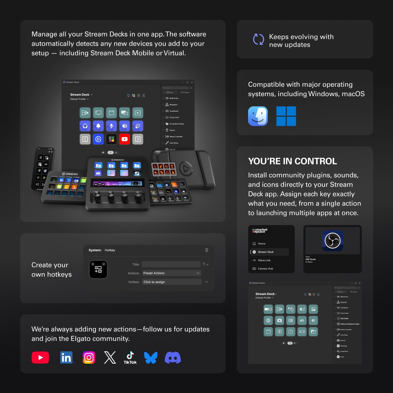 Elgato Stream Deck MK.2 – Studiocontroller, 15 macrotoetsen, start acties in apps en software zoals OBS, Twitch, YouTube en meer, werkt met Mac en pc