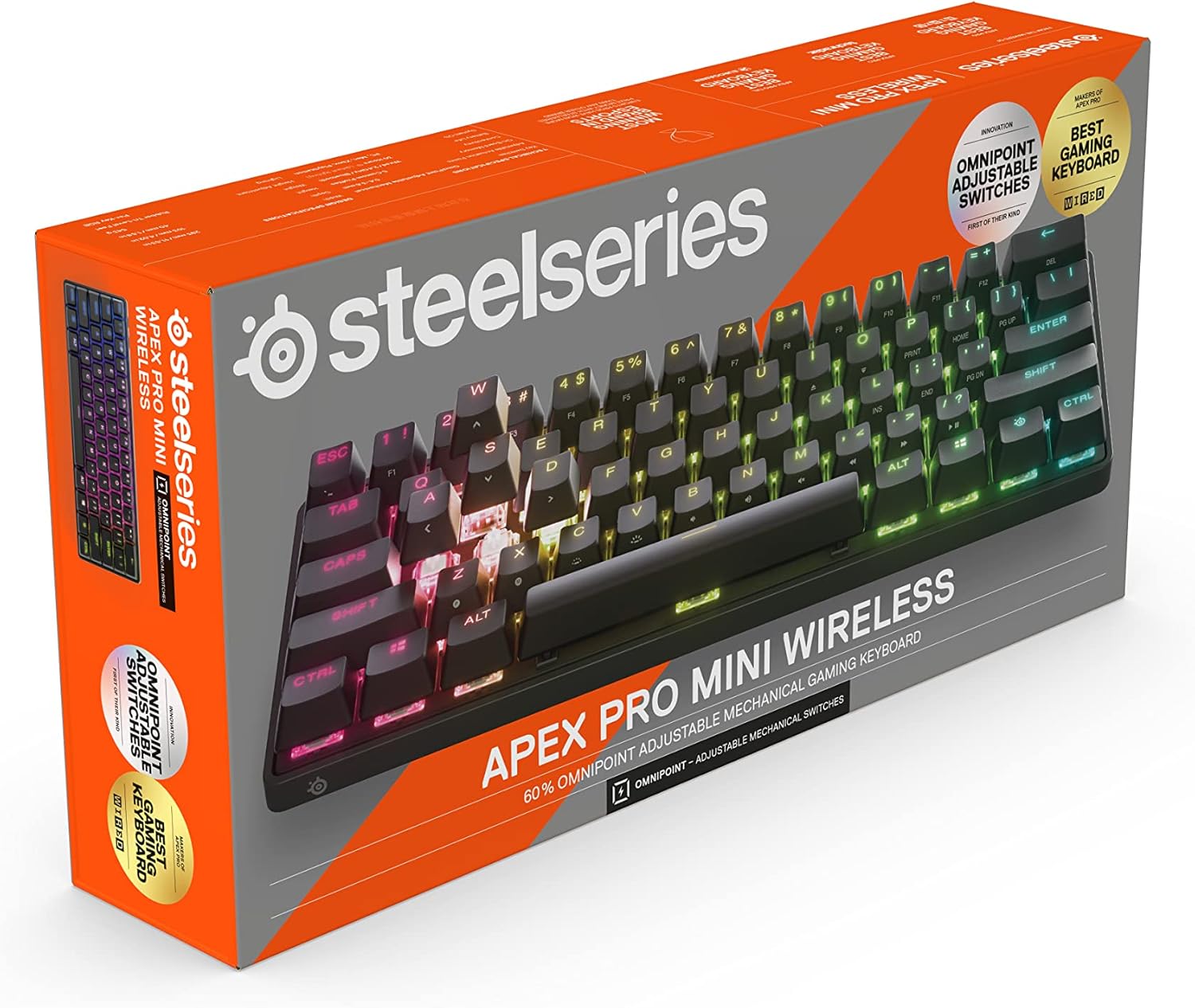 SteelSeries Apex Pro Mini Gen 3 OmniPoint 3.0 HyperMagnetic-schakelaars - Verstelbare activering - Rapid Trigger - Presets voor games - Protection Mode - Rapid Tap/SOCD - RGB - PBT-keycaps - UK QWERTY