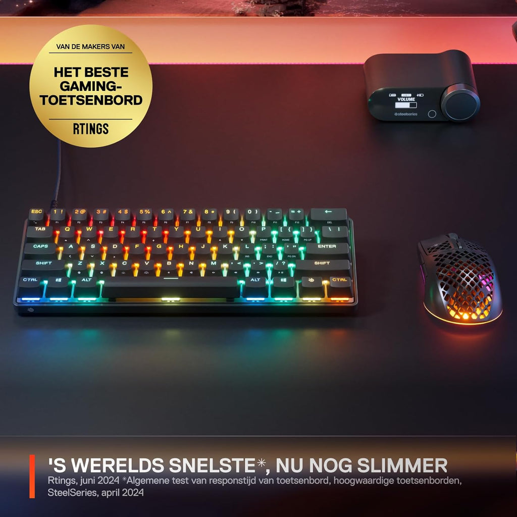 SteelSeries Apex Pro Mini Gen 3 OmniPoint 3.0 HyperMagnetic-schakelaars - Verstelbare activering - Rapid Trigger - Presets voor games - Protection Mode - Rapid Tap/SOCD - RGB - PBT-keycaps - UK QWERTY