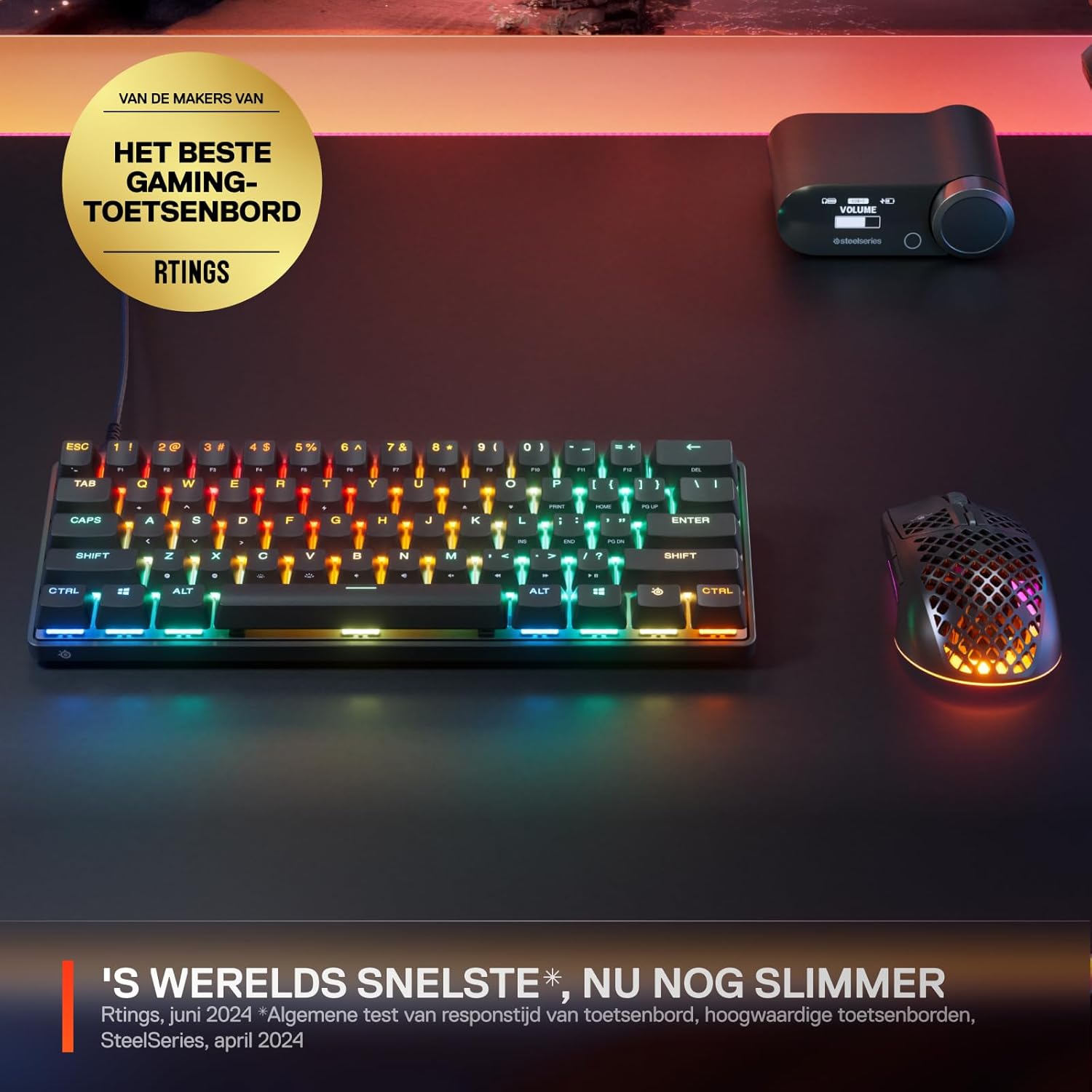 SteelSeries Apex Pro Mini Gen 3 OmniPoint 3.0 HyperMagnetic-schakelaars - Verstelbare activering - Rapid Trigger - Presets voor games - Protection Mode - Rapid Tap/SOCD - RGB - PBT-keycaps - UK QWERTY