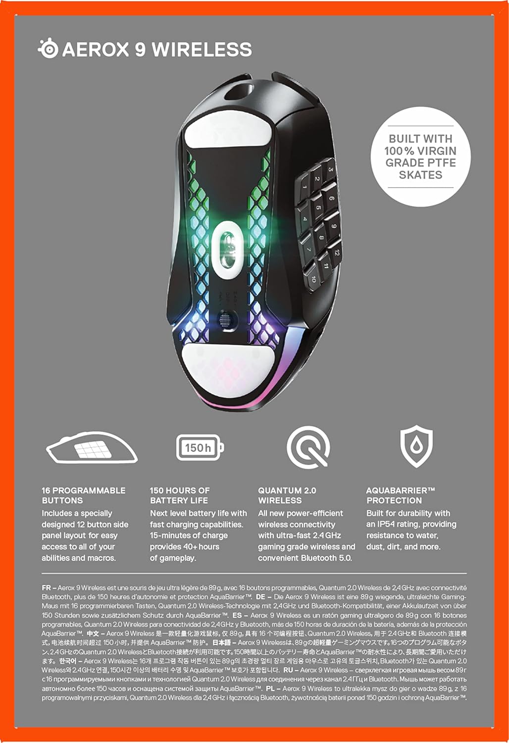 SteelSeries Aerox 3 - Geperforeerde RGB-gamingmuis - Ultralicht waterbestendig ontwerp - 8,500 DPI TrueMove Core optische sensor - Snow