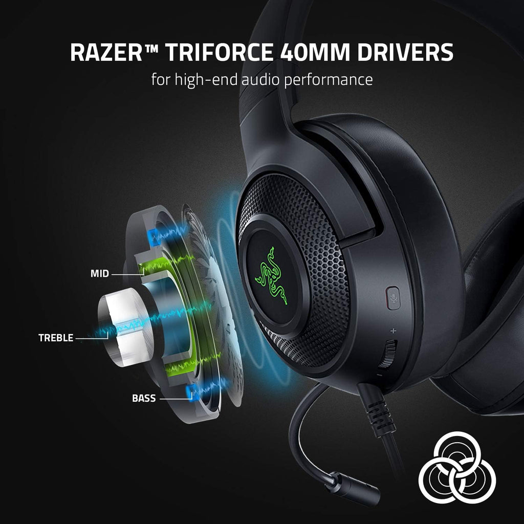 Razer Kraken V4 - Draadloze Gaming Headset (3 Modes Connectiviteit, TriForce 40mm Drivers, 9-Zone RGB Earcup Verlichting, Mix & Volume aanpassingen, THX Spatial Audio) Zwart