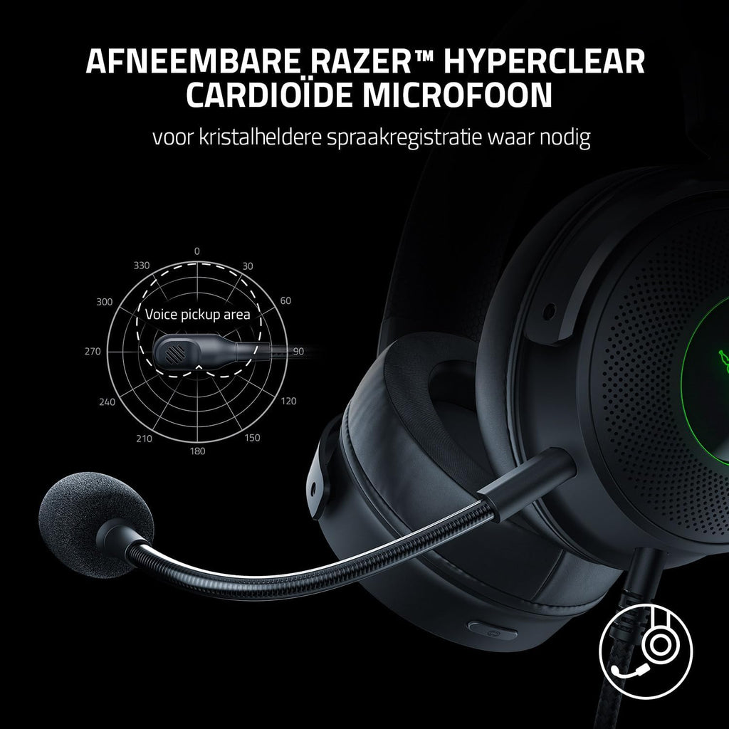 Razer Kraken V4 - Draadloze Gaming Headset (3 Modes Connectiviteit, TriForce 40mm Drivers, 9-Zone RGB Earcup Verlichting, Mix & Volume aanpassingen, THX Spatial Audio) Zwart