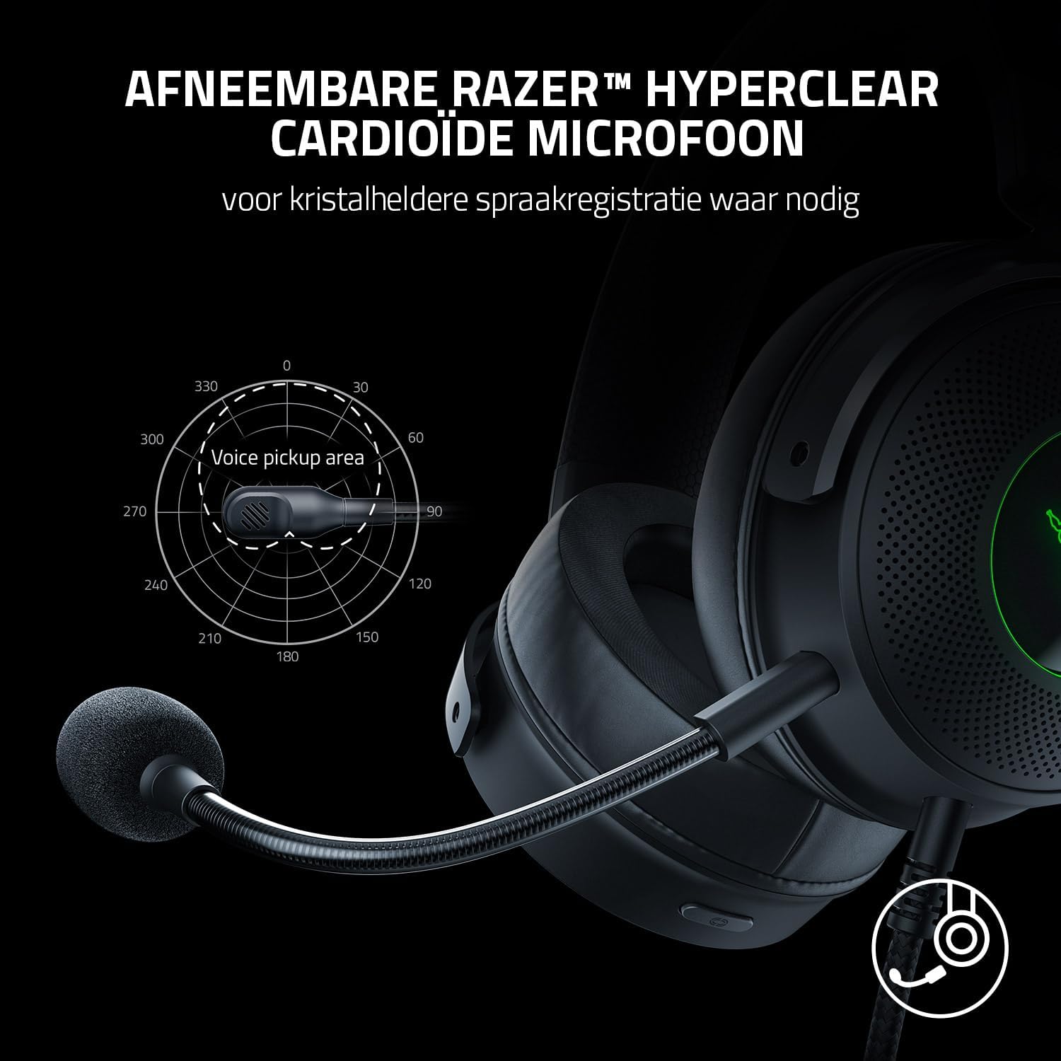 Razer Kraken V4 - Draadloze Gaming Headset (3 Modes Connectiviteit, TriForce 40mm Drivers, 9-Zone RGB Earcup Verlichting, Mix & Volume aanpassingen, THX Spatial Audio) Zwart