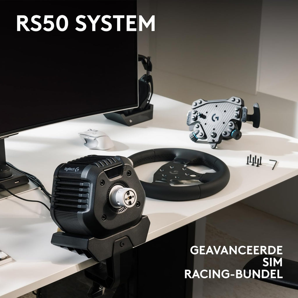 Logitech G G923-racestuur en -pedalen, TRUEFORCE tot een force feedback van 1000 Hz, responsief rijden, startregeling voor dubbele koppeling, stuurhoes van echt, voor PS5, PS4, pc, Mac - Zwart