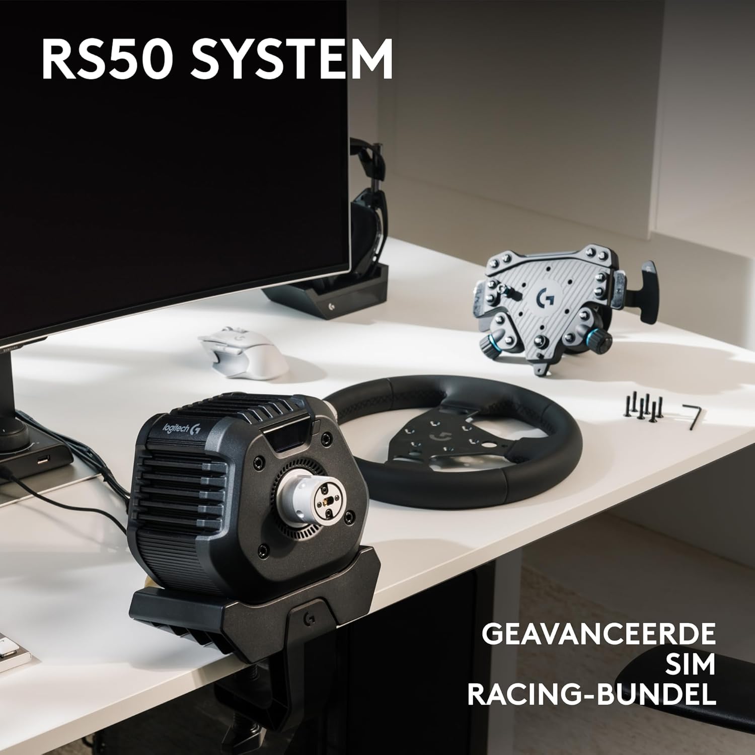 Logitech G G923-racestuur en -pedalen, TRUEFORCE tot een force feedback van 1000 Hz, responsief rijden, startregeling voor dubbele koppeling, stuurhoes van echt, voor PS5, PS4, pc, Mac - Zwart
