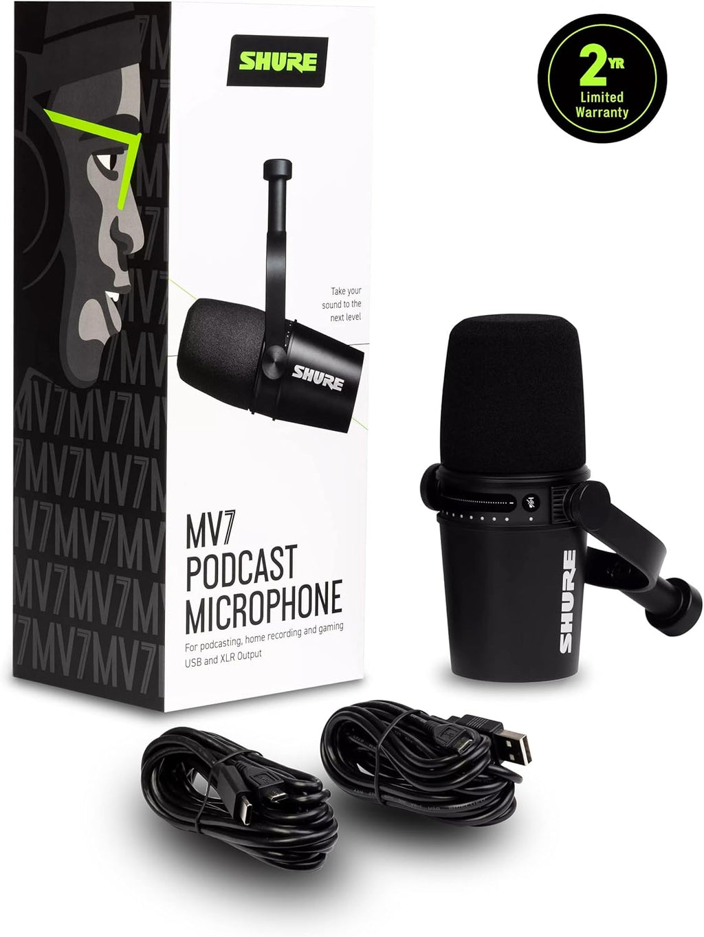 Shure MV7i Slimme Podcast Microfoon + Ingebouwde Audio Interface