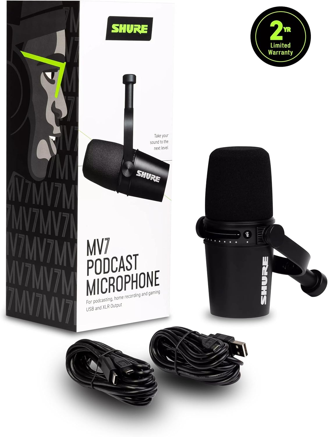 Shure MV7i Slimme Podcast Microfoon + Ingebouwde Audio Interface