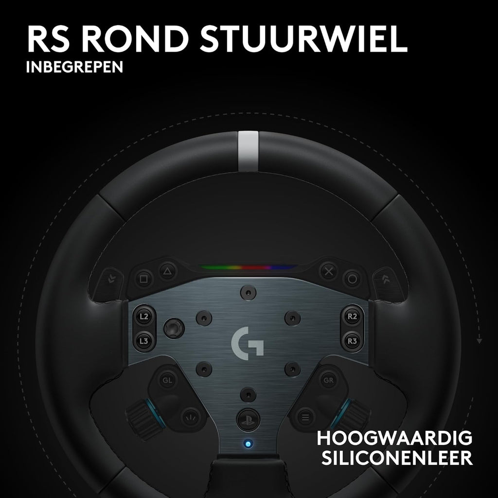 Logitech G G923-racestuur en -pedalen, TRUEFORCE tot een force feedback van 1000 Hz, responsief rijden, startregeling voor dubbele koppeling, stuurhoes van echt, voor PS5, PS4, pc, Mac - Zwart