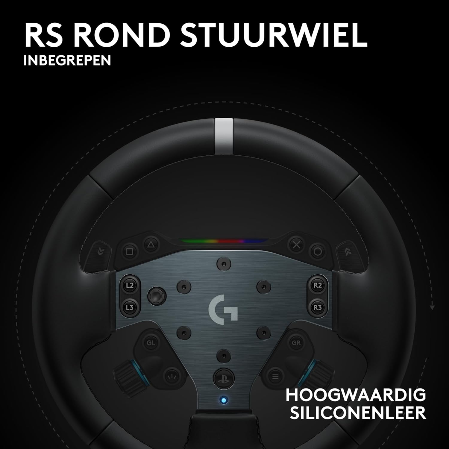 Logitech G G923-racestuur en -pedalen, TRUEFORCE tot een force feedback van 1000 Hz, responsief rijden, startregeling voor dubbele koppeling, stuurhoes van echt, voor PS5, PS4, pc, Mac - Zwart