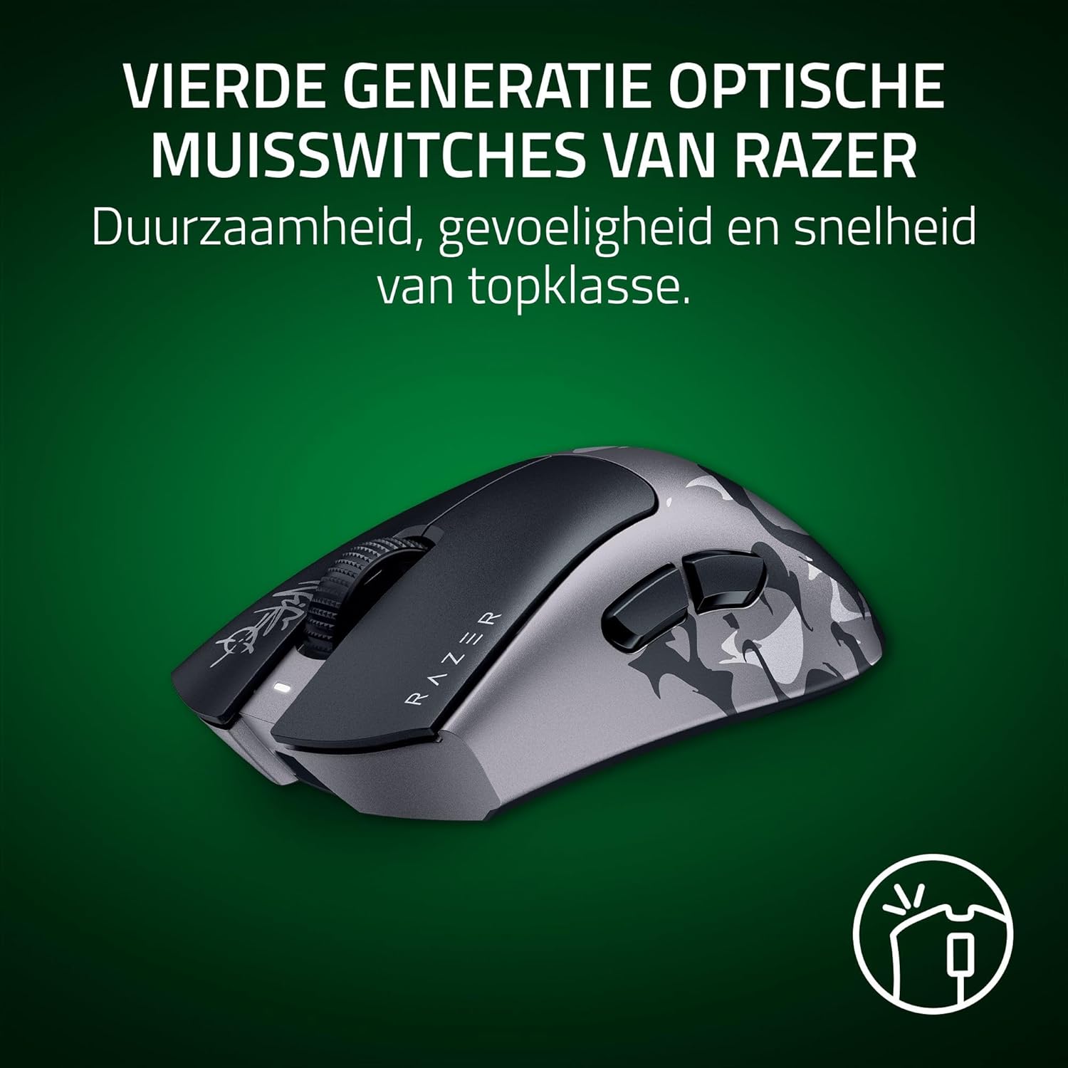 Razer DeathAdder V4 Pro NiKo Edition - Ultralichtgewicht draadloze Ergonomische Esports Muis - 57 g - 2,4 GHz Hyperspeed - Focus Pro 45K Sensor - 8K Hz Polling - Optische Schakelaars - PC/Mac | NiKo