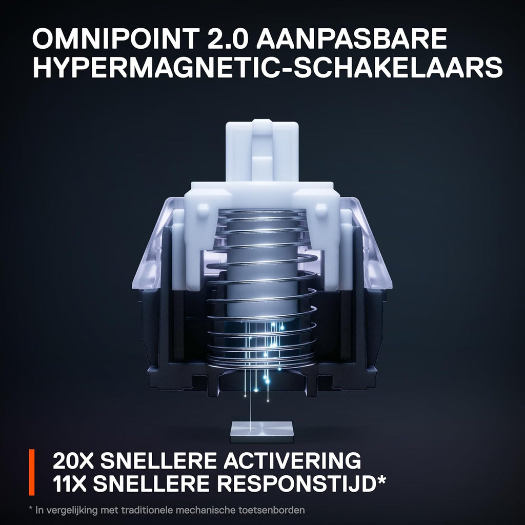 SteelSeries Apex Pro Mini Gen 3 OmniPoint 3.0 HyperMagnetic-schakelaars - Verstelbare activering - Rapid Trigger - Presets voor games - Protection Mode - Rapid Tap/SOCD - RGB - PBT-keycaps - UK QWERTY