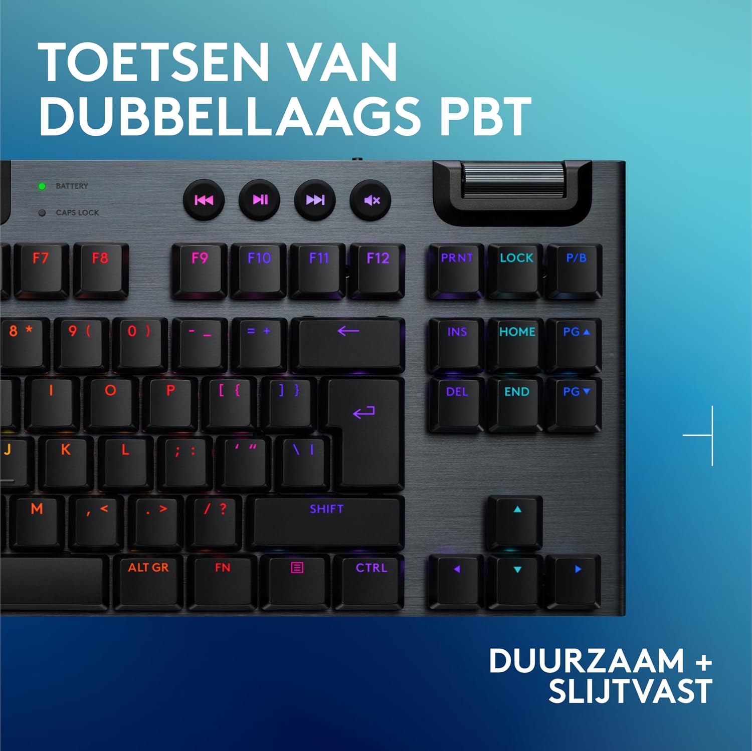 Logitech G G915 X LIGHTSPEED TKL Low-Profile Wireless Gaming Keyboard, Double-Shot PBT Keycaps, volledig programmeerbare toetsen, GL Brown Tactile, pc/Mac, US INT'L QWERTY - Zwart