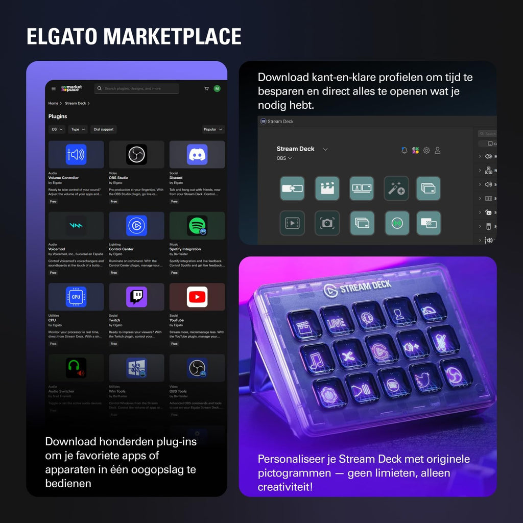 Elgato Stream Deck +, Audio-Mixer, Live Productie en Studiocontroller voor Content Creators, Streamen, Gamen, met aanpasbare touch strip-draaiknoppen en LCD-toetsen, werkt met Mac en PC