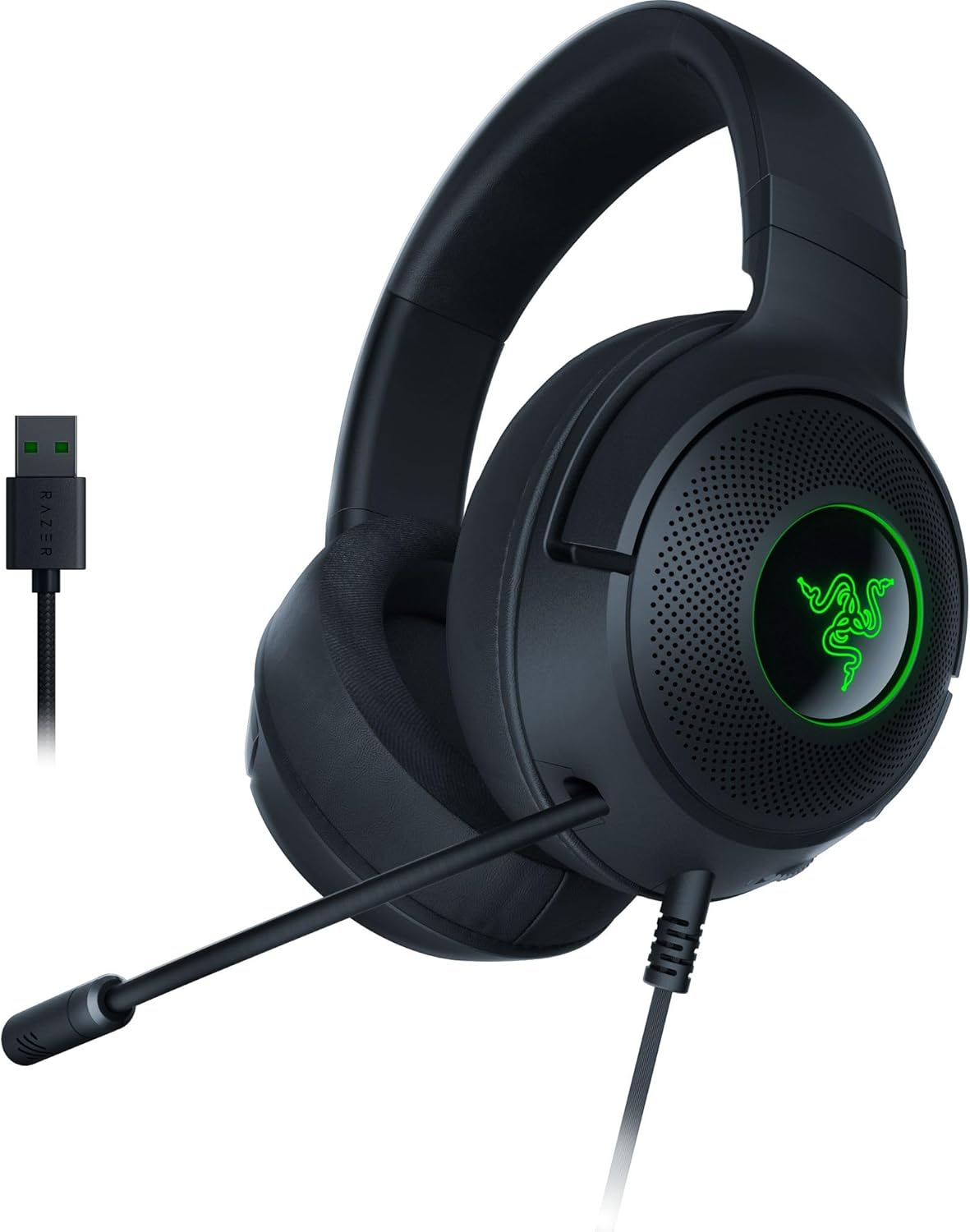 Razer Kraken V4 - Draadloze Gaming Headset (3 Modes Connectiviteit, TriForce 40mm Drivers, 9-Zone RGB Earcup Verlichting, Mix & Volume aanpassingen, THX Spatial Audio) Zwart