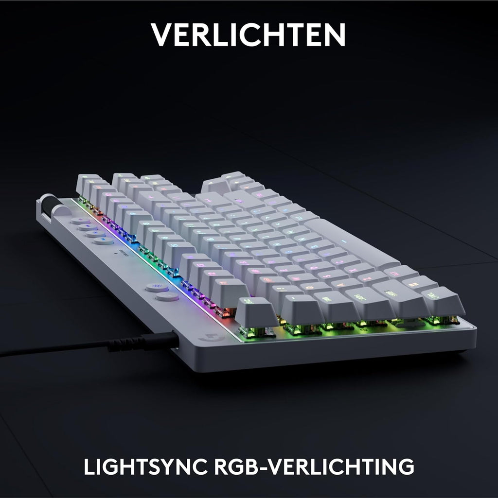 Logitech G PRO Mechanisch gamingtoetsenbord, uiterst draagbaar ontwerp zonder numpad, afneembare micro-USB-kabel, verlichte toetsen met LIGHTSYNC RGB met 16,8M kleuren, QWERTY US INTL, PC/Mac - Zwart
