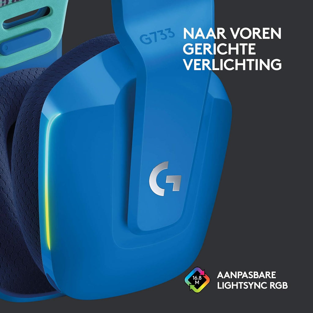 Logitech G522 LIGHTSPEED draadloze gaming headset, LIGHTSYNC RGB, microfoon en geavanceerde gesynchroniseerde audio, drievoudige connectiviteit - LIGHTSPEED, Bluetooth, USB-A naar USB-C voor pc -Zwart