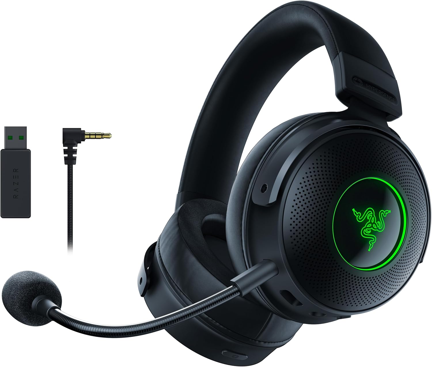 Razer Kraken V4 - Draadloze Gaming Headset (3 Modes Connectiviteit, TriForce 40mm Drivers, 9-Zone RGB Earcup Verlichting, Mix & Volume aanpassingen, THX Spatial Audio) Zwart
