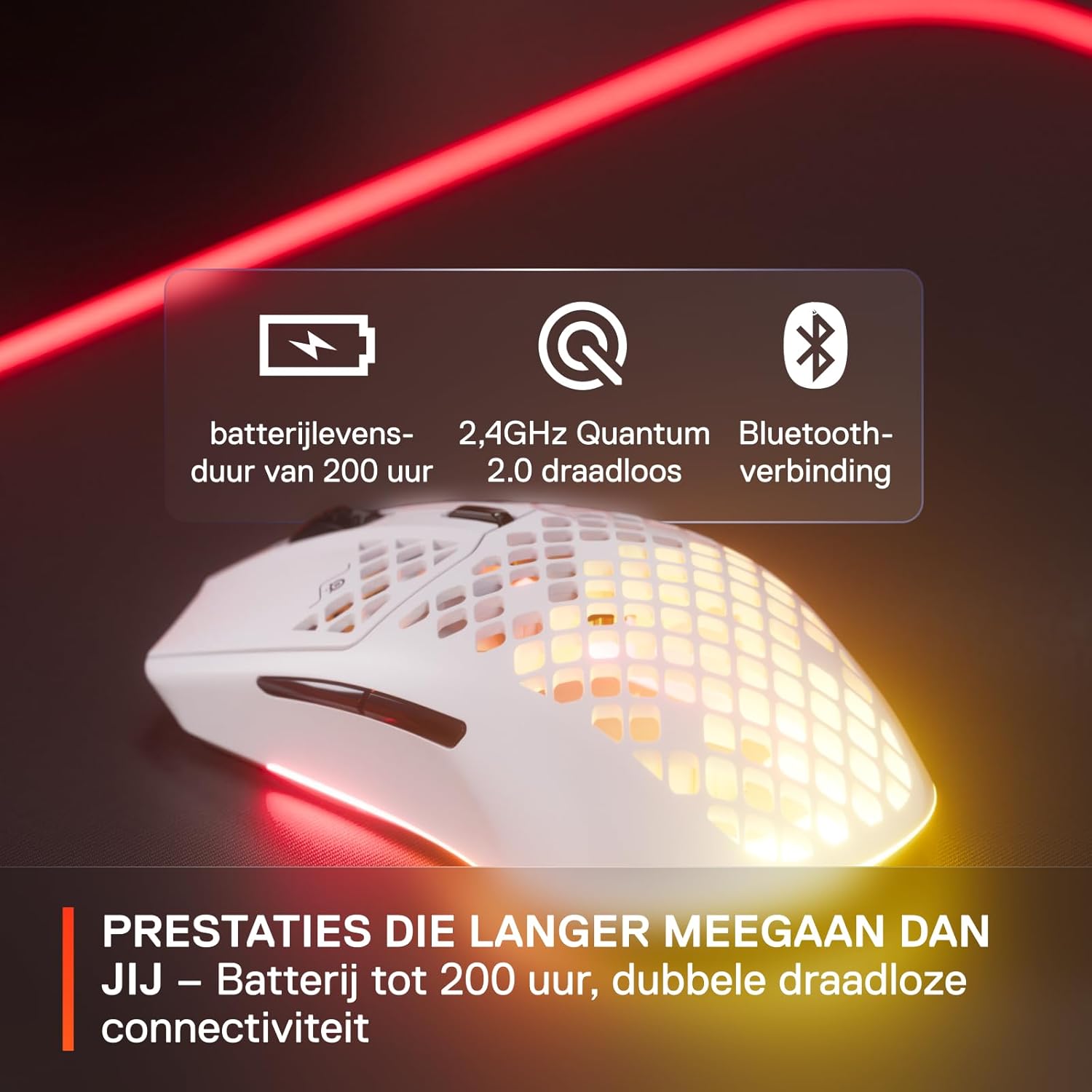 SteelSeries Aerox 3 - Geperforeerde RGB-gamingmuis - Ultralicht waterbestendig ontwerp - 8,500 DPI TrueMove Core optische sensor - Snow