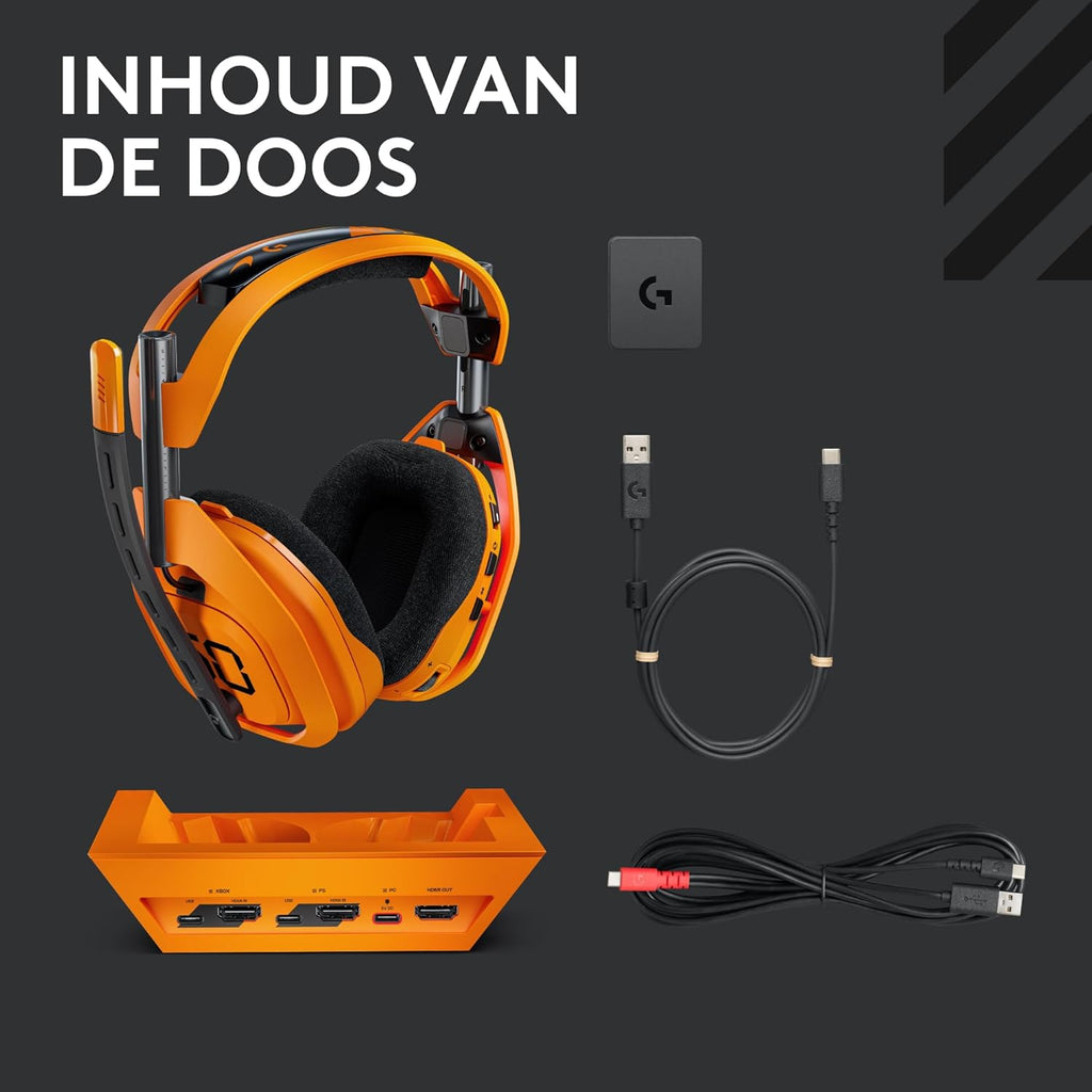 Logitech G Astro A50 X LIGHTSPEED trådlöst spelheadset + batteriladdare, PRO-G GRAPHENE, PLAYSYNC för Xbox Series X|S + PS5 + PC/Mac, Nintendo Switch 2, Bluetooth, HDMI 2.1 Passthru - Vit
