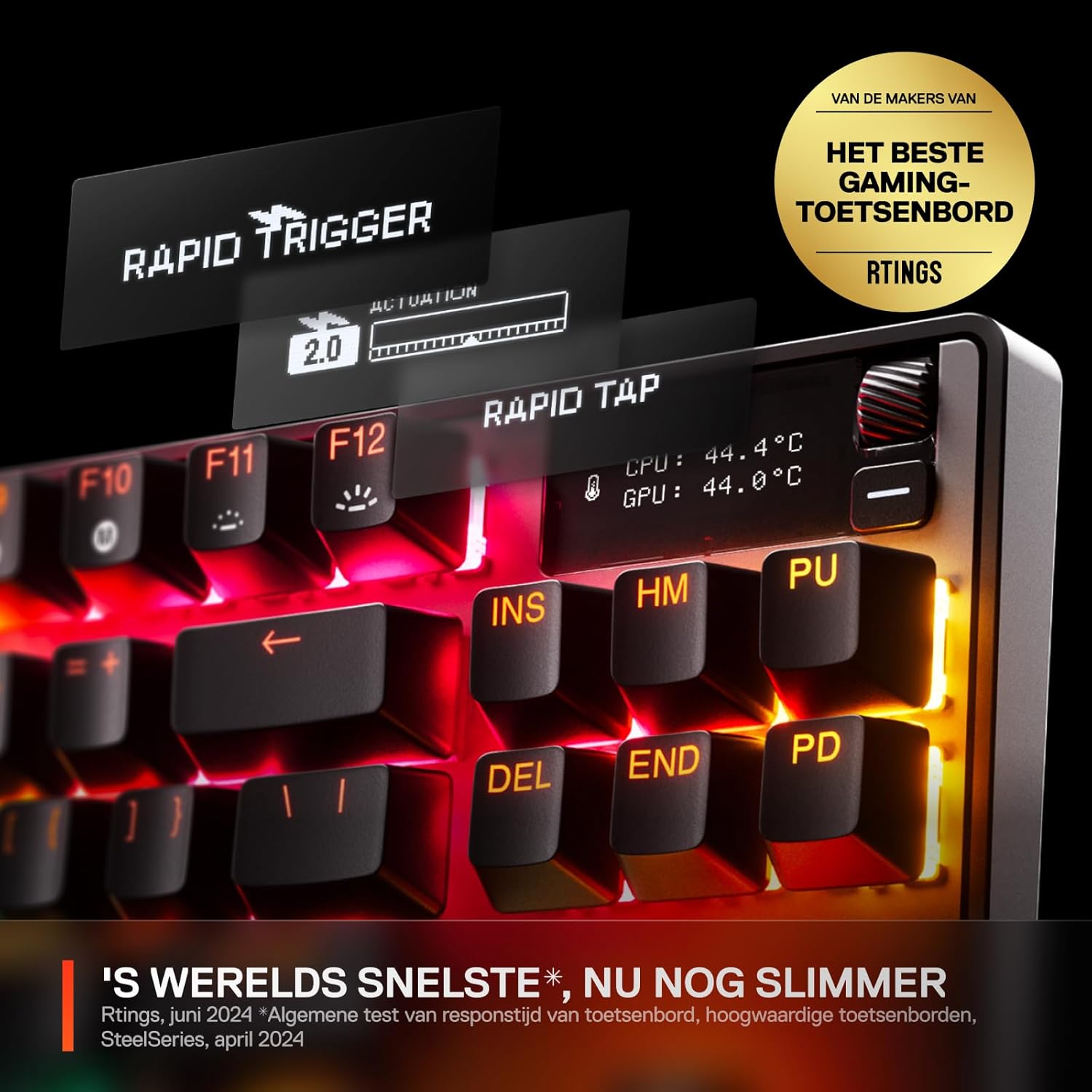 SteelSeries Apex Pro TKL Wireless Gen 3 - HyperMagnetic Gaming Keyboard - OmniPoint 3.0 - Verstelbare activering - Rapid Trigger - Voorinstellingen voor games - Rapid Tap/SOCD - OLED -DE Layout QWERTZ